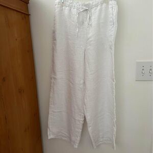 J. Crew White Straight Leg Linen Pants